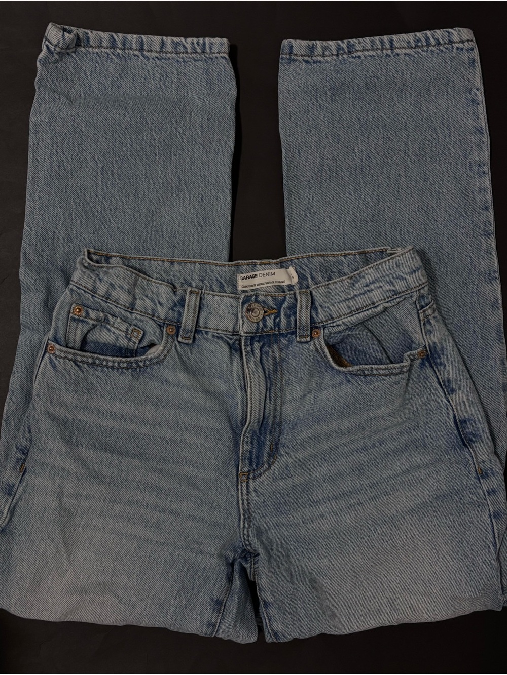 garage light wash blue straight leg jeans ♱